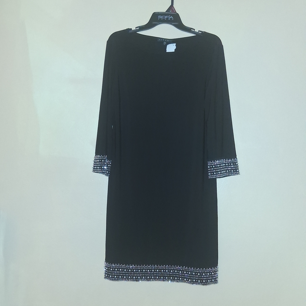 PoshTiana Black Beaded Women's Dress